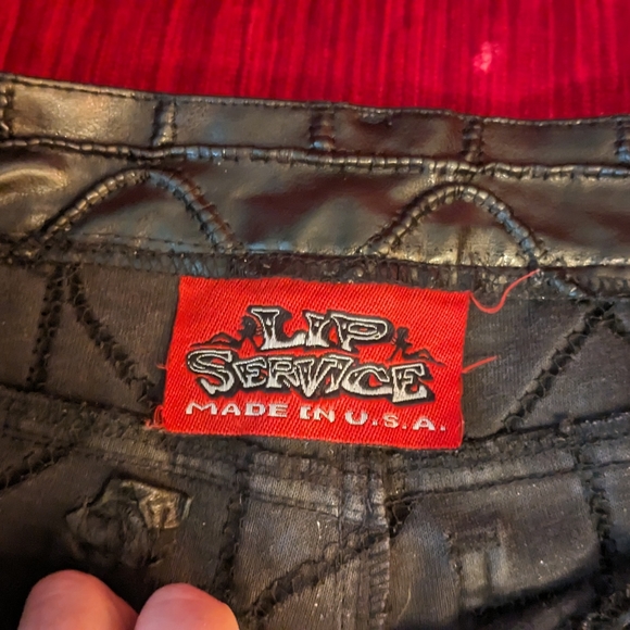 Vintage Lip Service Sex in the Saddle patchwork low rise bootcut PVC pants - 34 - Picture 8 of 15